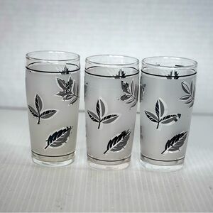 Vintage Libbey Silver Leaf 4 oz Juice Glasses 4" Tall - Set Of 3